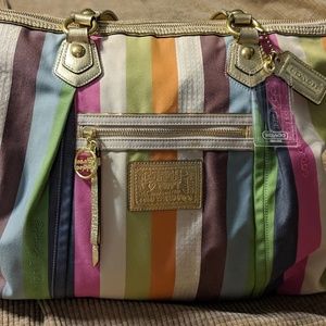 Large Legacy Stripe Coach Tote